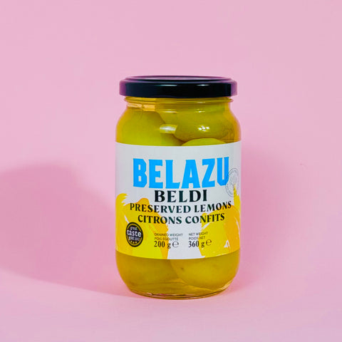 Belazu brand preserved lemons. 350g glass jar
