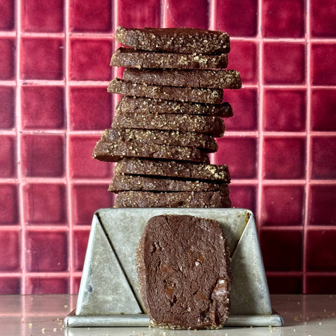 Stack of Mexican Chocolate Shortbread Cookies